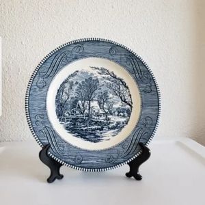 .#Vintage Currier&Ives The Old Crist Mill Underglaze Print By Royal Plate USA#
